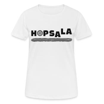 A Funny Car Tire Saying Hopsala - Women's Breathable T-Shirt - white - Front - AI Model Female 172 dark (172cm)