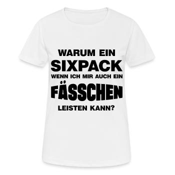 Warum ein Sixpack lustige Bierbauch Sprüche - Frauen T-Shirt atmungsaktiv - Weiß - Vorne - AI Model Female 172 dark (172cm)