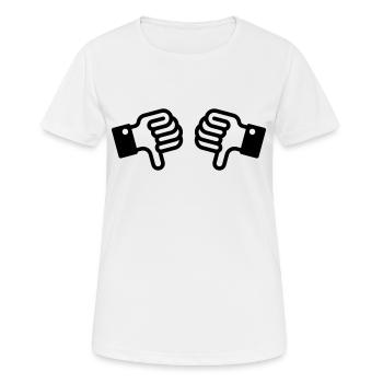 Thumbs down / pouces vers le bas (2) - T-shirt respirant Femme - blanc - Devant - AI Model Female 172 dark (172cm)