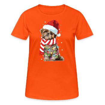 Cadeau d'amant de chien de Noël Santa Shih Tzu Noël - T-shirt respirant Femme - orange néon - Devant - AI Model Female 172 dark (172cm)