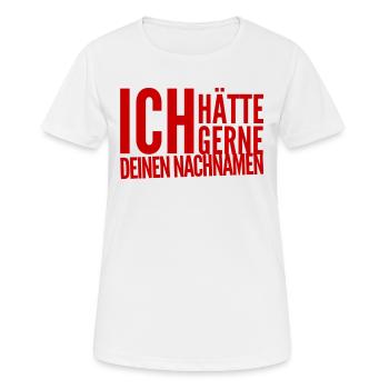 ich will dich heiraten - Frauen T-Shirt atmungsaktiv - Weiß - Vorne - AI Model Female 172 dark (172cm)