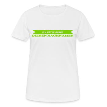 wollen wir heiraten? - Frauen T-Shirt atmungsaktiv - Weiß - Vorne - AI Model Female 172 dark (172cm)