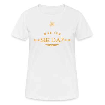 warum machen sie das? - Frauen T-Shirt atmungsaktiv - Weiß - Vorne - AI Model Female 172 dark (172cm)