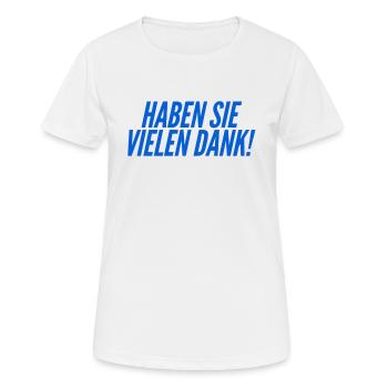 ich will Danke sagen - Frauen T-Shirt atmungsaktiv - Weiß - Vorne - AI Model Female 172 dark (172cm)