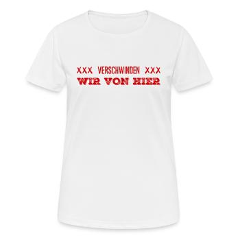 hauen wir ab - Frauen T-Shirt atmungsaktiv - Weiß - Vorne - AI Model Female 172 dark (172cm)