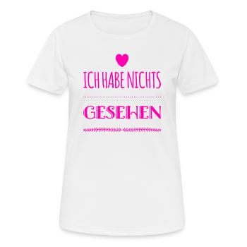 ich habe nichts gesehen - Frauen T-Shirt atmungsaktiv - Weiß - Vorne - AI Model Female 172 dark (172cm)