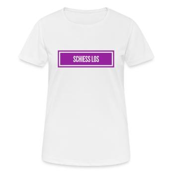 raus damit - Frauen T-Shirt atmungsaktiv - Weiß - Vorne - AI Model Female 172 dark (172cm)