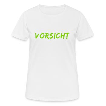 Achtung - Frauen T-Shirt atmungsaktiv - Weiß - Vorne - AI Model Female 172 dark (172cm)