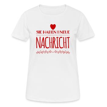 die Post ist da - Frauen T-Shirt atmungsaktiv - Weiß - Vorne - AI Model Female 172 dark (172cm)