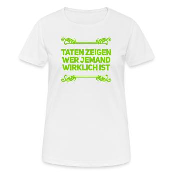 Taten sind wichtig - Frauen T-Shirt atmungsaktiv - Weiß - Vorne - AI Model Female 172 dark (172cm)