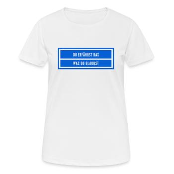 achte auf deinen Glauben - Frauen T-Shirt atmungsaktiv - Weiß - Vorne - AI Model Female 172 dark (172cm)