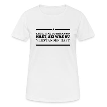 was hast du verstanden? - Frauen T-Shirt atmungsaktiv - Weiß - Vorne - AI Model Female 172 dark (172cm)