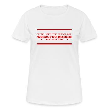 worauf bist du stolz - Frauen T-Shirt atmungsaktiv - Weiß - Vorne - AI Model Female 172 dark (172cm)