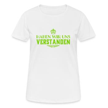 Hast du verstanden? - Frauen T-Shirt atmungsaktiv - Weiß - Vorne - AI Model Female 172 dark (172cm)