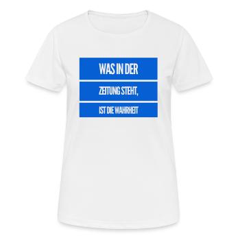 die Zeitung mag die Wahrheit - Frauen T-Shirt atmungsaktiv - Weiß - Vorne - AI Model Female 172 dark (172cm)