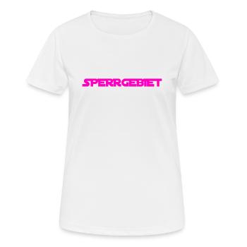 hier ist zu - Frauen T-Shirt atmungsaktiv - Weiß - Vorne - AI Model Female 172 dark (172cm)