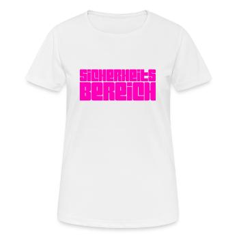 der Bereich ist gesichert - Frauen T-Shirt atmungsaktiv - Weiß - Vorne - AI Model Female 172 dark (172cm)
