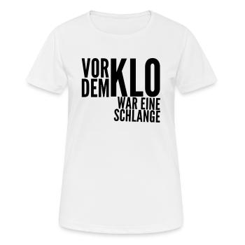 eine Schlange vor dem Klo - Frauen T-Shirt atmungsaktiv - Weiß - Vorne - AI Model Female 172 dark (172cm)