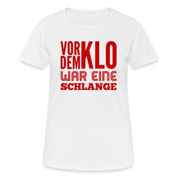 vor dem Klo war eine Schlange - Frauen T-Shirt atmungsaktiv - Weiß - Vorne - AI Model Female 172 dark (172cm)