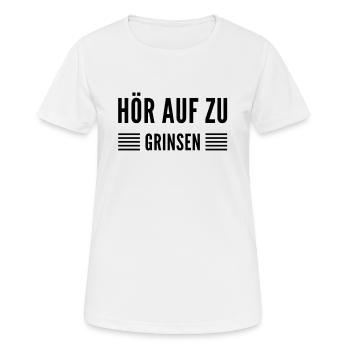stell das grinsen ein - Frauen T-Shirt atmungsaktiv - Weiß - Vorne - AI Model Female 172 dark (172cm)