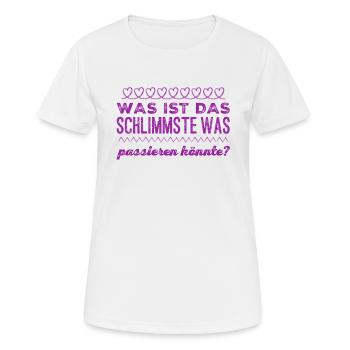was ist das schlimmste? - Frauen T-Shirt atmungsaktiv - Weiß - Vorne - AI Model Female 172 dark (172cm)