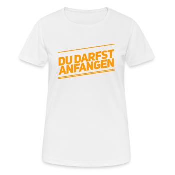 leg los - Frauen T-Shirt atmungsaktiv - Weiß - Vorne - AI Model Female 172 dark (172cm)