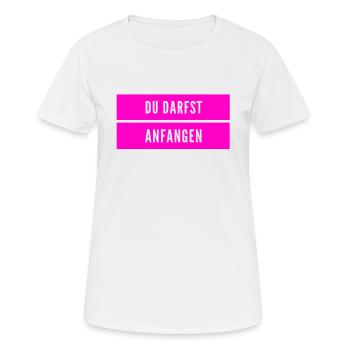 fang ruhig an - Frauen T-Shirt atmungsaktiv - Weiß - Vorne - AI Model Female 172 dark (172cm)