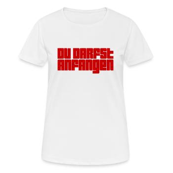 fang ruhig an - Frauen T-Shirt atmungsaktiv - Weiß - Vorne - AI Model Female 172 dark (172cm)
