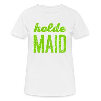ich bin eine holde Maid - Frauen T-Shirt atmungsaktiv - Weiß - Vorne - AI Model Female 172 dark (172cm)