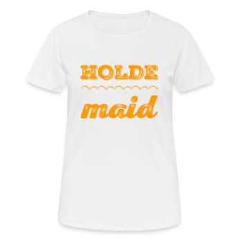 vor dir steht eine holde Maid - Frauen T-Shirt atmungsaktiv - Weiß - Vorne - AI Model Female 172 dark (172cm)