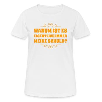 bin ich schuld? - Frauen T-Shirt atmungsaktiv - Weiß - Vorne - AI Model Female 172 dark (172cm)