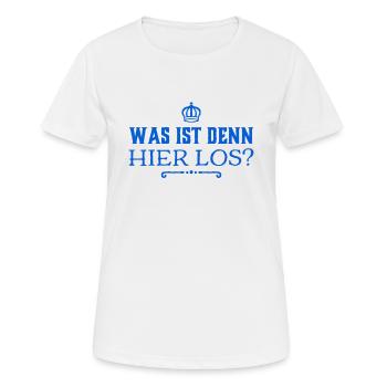 was geht hier ab? - Frauen T-Shirt atmungsaktiv - Weiß - Vorne - AI Model Female 172 dark (172cm)
