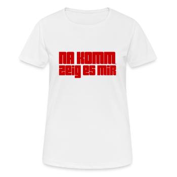zeigst du es mir? - Frauen T-Shirt atmungsaktiv - Weiß - Vorne - AI Model Female 172 dark (172cm)