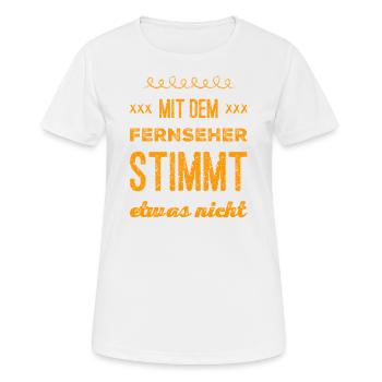 ist der Fernseher kaputt? - Frauen T-Shirt atmungsaktiv - Weiß - Vorne - AI Model Female 172 dark (172cm)