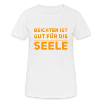 beichten ist gut - Frauen T-Shirt atmungsaktiv - Weiß - Vorne - AI Model Female 172 dark (172cm)