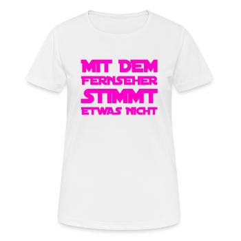 der Fernseher verhält ich merkwürdig - Frauen T-Shirt atmungsaktiv - Weiß - Vorne - AI Model Female 172 dark (172cm)