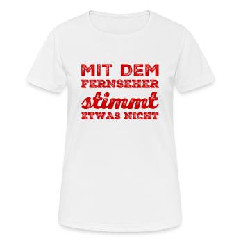 mit dem Fernseher stimmt etwas nicht - Frauen T-Shirt atmungsaktiv - Weiß - Vorne - AI Model Female 172 dark (172cm)