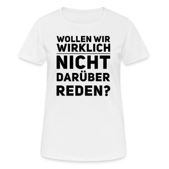 reden wir darüber - Frauen T-Shirt atmungsaktiv - Weiß - Vorne - AI Model Female 172 dark (172cm)