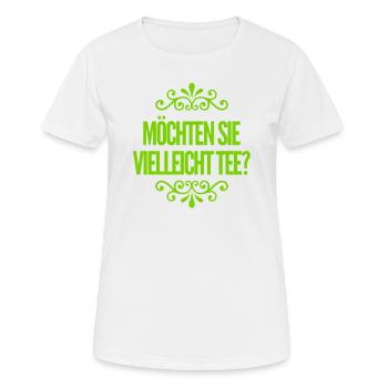Lust auf Tee? - Frauen T-Shirt atmungsaktiv - Weiß - Vorne - AI Model Female 172 dark (172cm)