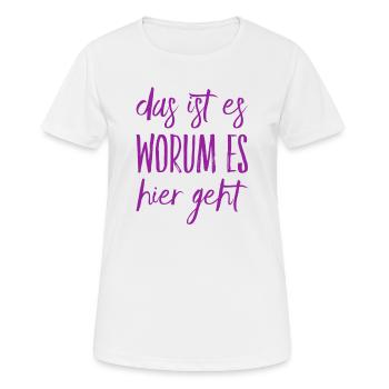 das ist das Motiv - Frauen T-Shirt atmungsaktiv - Weiß - Vorne - AI Model Female 172 dark (172cm)