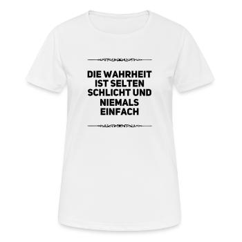 die Wahrheit ist kompliziert - Frauen T-Shirt atmungsaktiv - Weiß - Vorne - AI Model Female 172 dark (172cm)