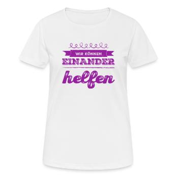 helfen wir uns - Frauen T-Shirt atmungsaktiv - Weiß - Vorne - AI Model Female 172 dark (172cm)