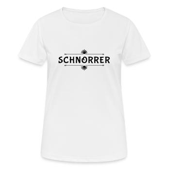 vor dir steht ein Schnorrer - Frauen T-Shirt atmungsaktiv - Weiß - Vorne - AI Model Female 172 dark (172cm)