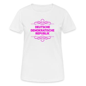 DDR - Frauen T-Shirt atmungsaktiv - Weiß - Vorne - AI Model Female 172 dark (172cm)