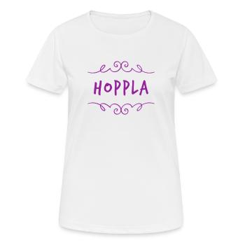 ich sage hoppla - Frauen T-Shirt atmungsaktiv - Weiß - Vorne - AI Model Female 172 dark (172cm)