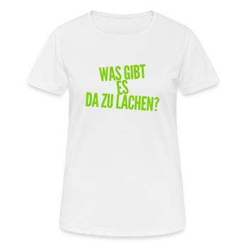 das ist nicht komisch - Frauen T-Shirt atmungsaktiv - Weiß - Vorne - AI Model Female 172 dark (172cm)