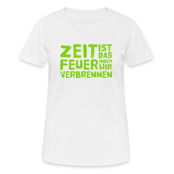 die Tragik der Zeit - Frauen T-Shirt atmungsaktiv - Weiß - Vorne - AI Model Female 172 dark (172cm)