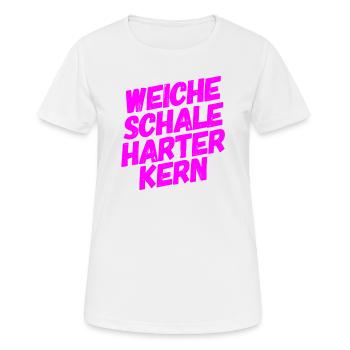 weiche Schale - Frauen T-Shirt atmungsaktiv - Weiß - Vorne - AI Model Female 172 dark (172cm)