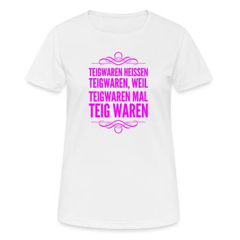 interessantes zu Teigwaren - Frauen T-Shirt atmungsaktiv - Weiß - Vorne - AI Model Female 172 dark (172cm)