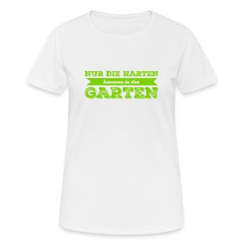 kommst du in den Garten? - Frauen T-Shirt atmungsaktiv - Weiß - Vorne - AI Model Female 172 dark (172cm)